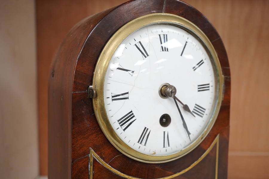 A small Regency brass inlaid mahogany bracket clock, 22cm